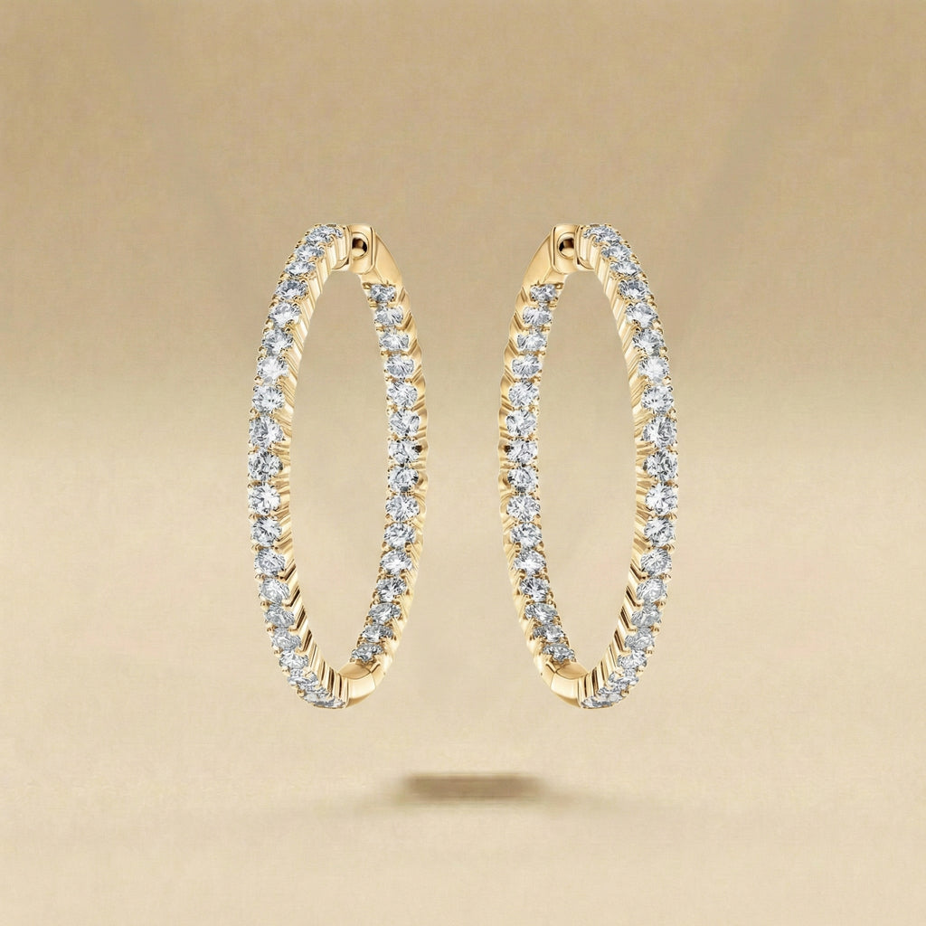 Round Cut Inside-Out Diamond Hoop Earrings