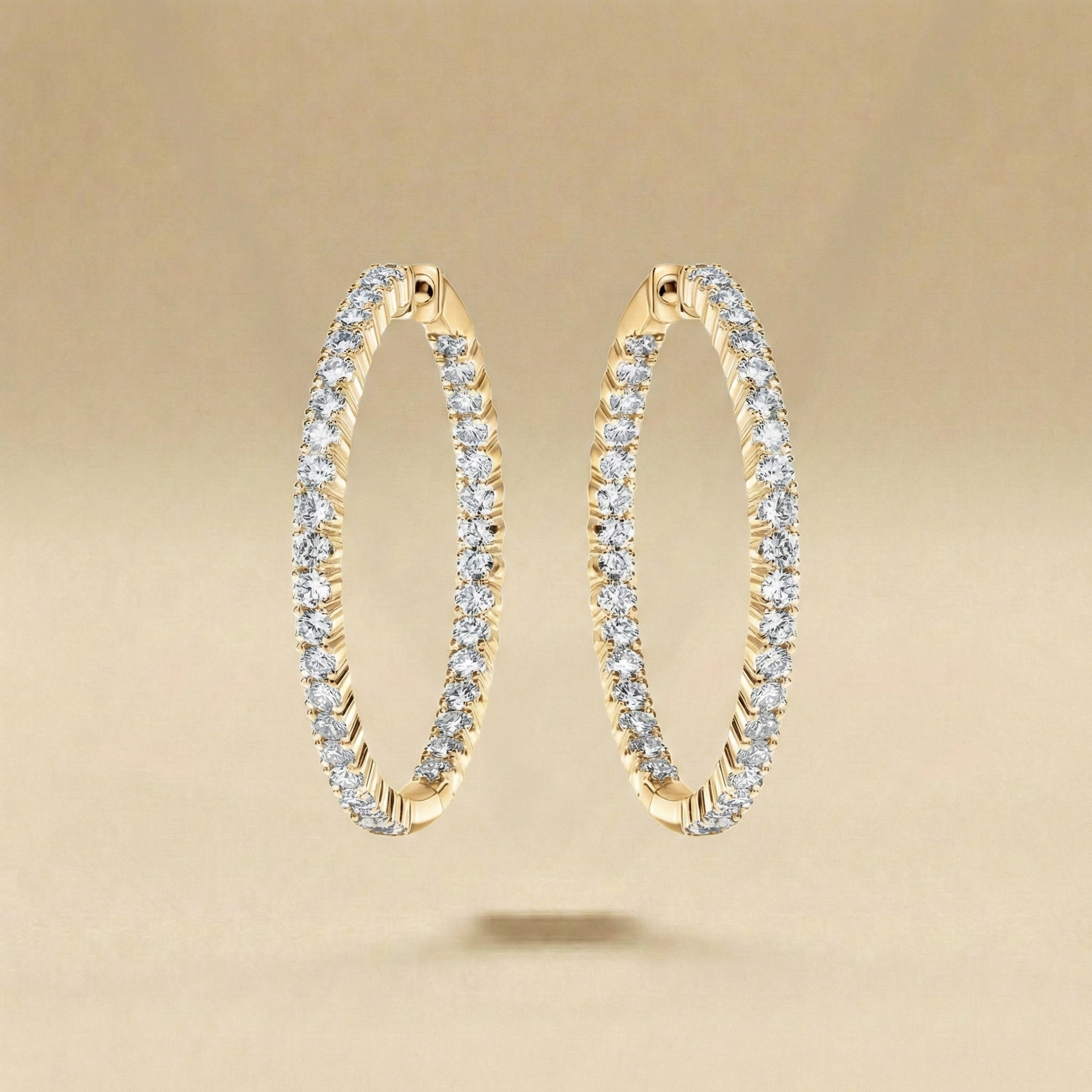 Round Cut Inside-Out Diamond Hoop Earrings
