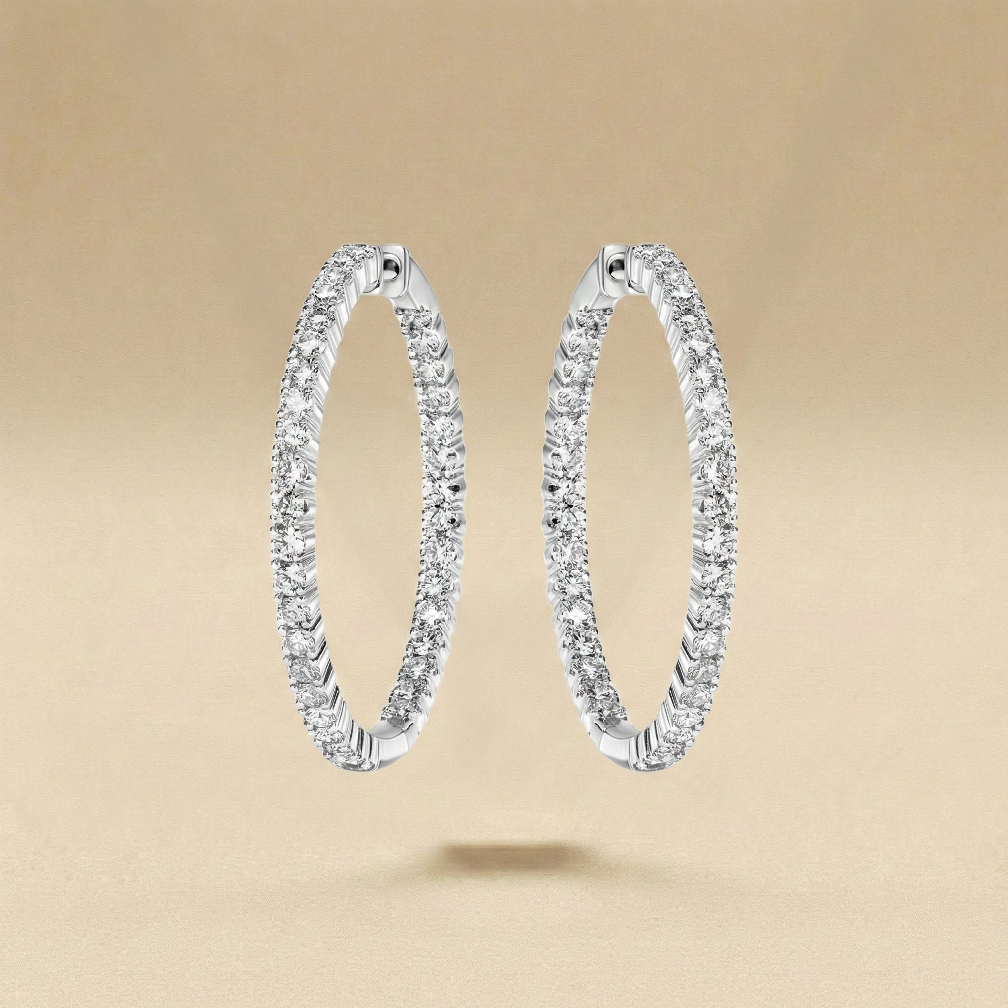 Round Cut Inside-Out Diamond Hoop Earrings