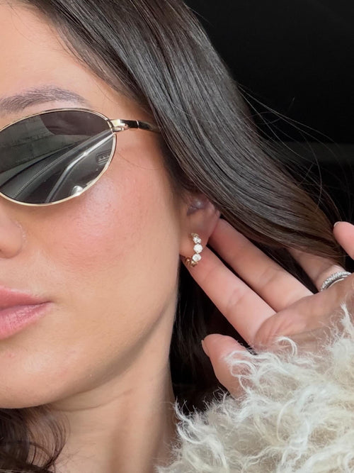 Delia Huggie Diamond Hoop Earrings