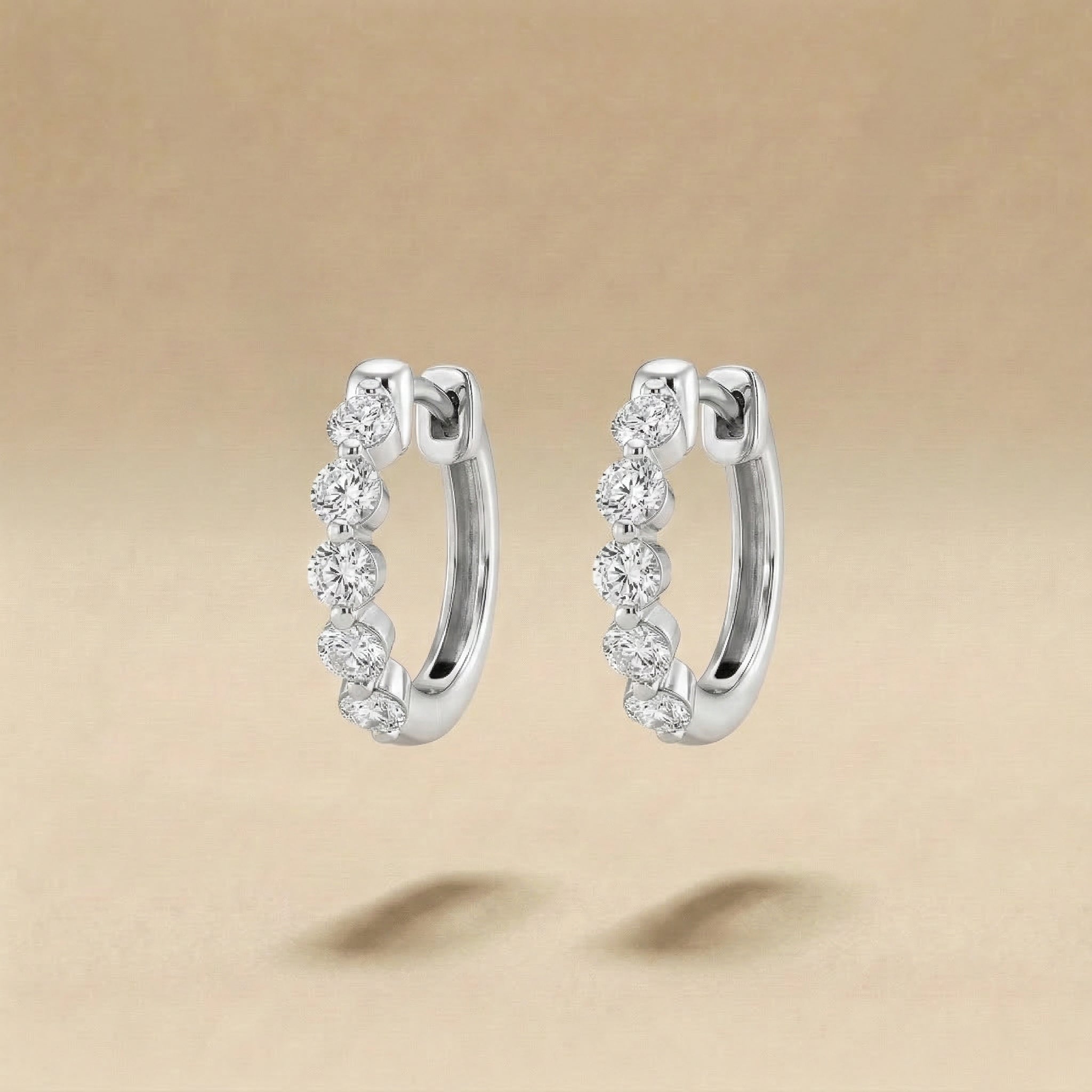 Delia Huggie Diamond Hoop Earrings