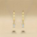 Emerald Cut Diamond Huggie Drop Earrings