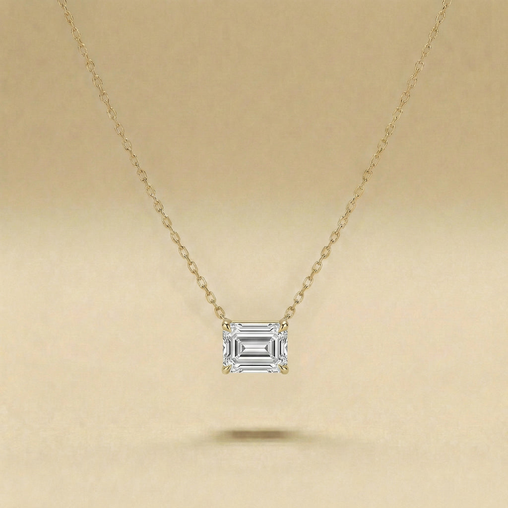 Emerald Cut Solitaire Diamond Necklace
