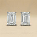 Emerald Solitaire Four Prong Diamond Stud Earrings