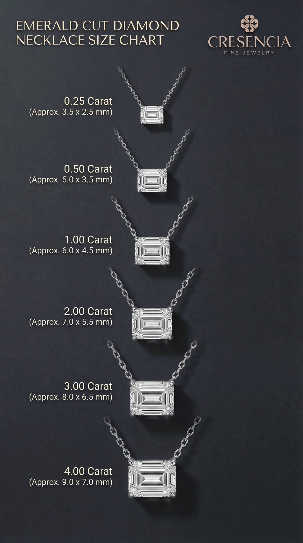 Emerald Cut Solitaire Diamond Necklace