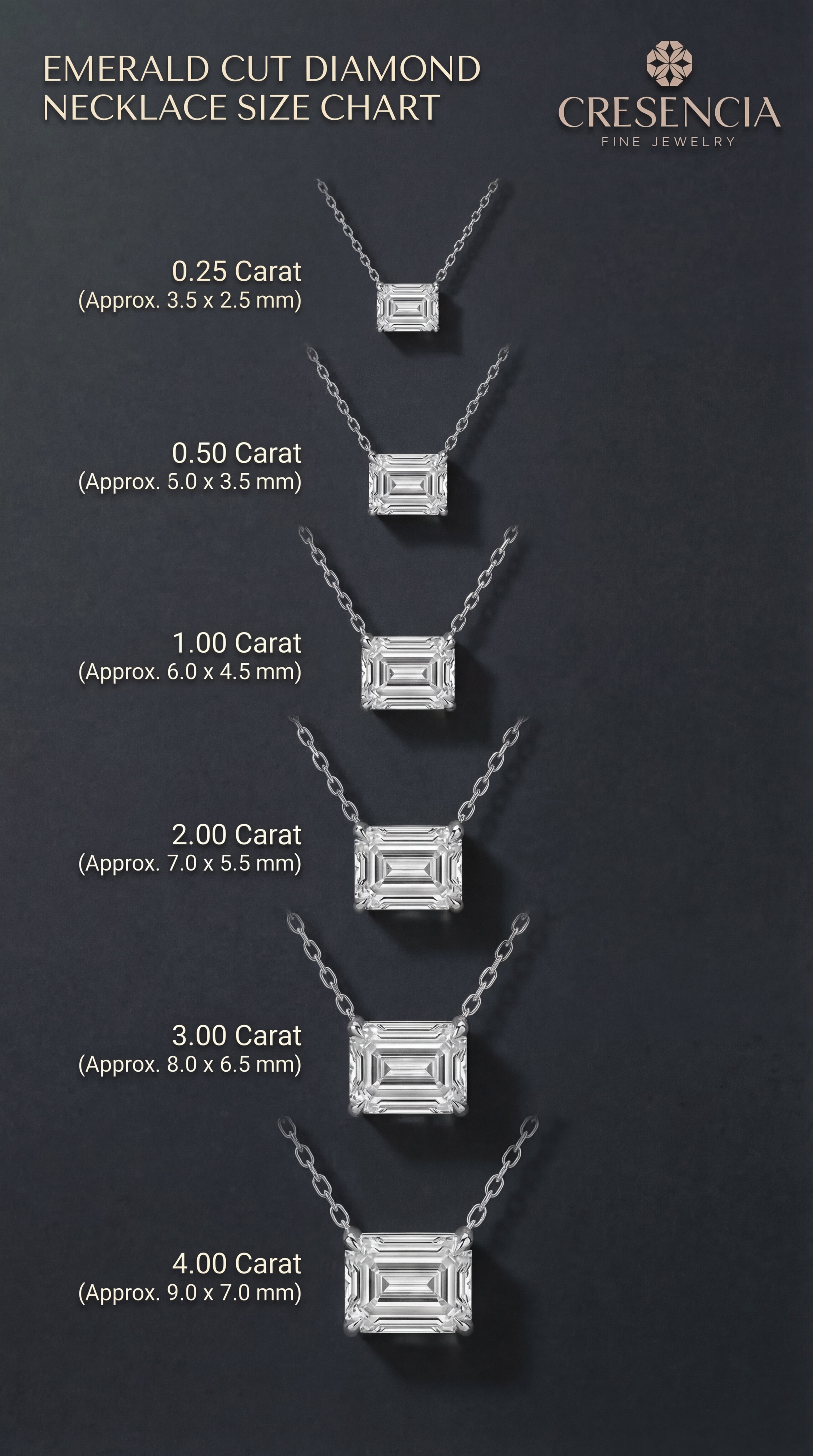 Emerald Cut Solitaire Diamond Necklace