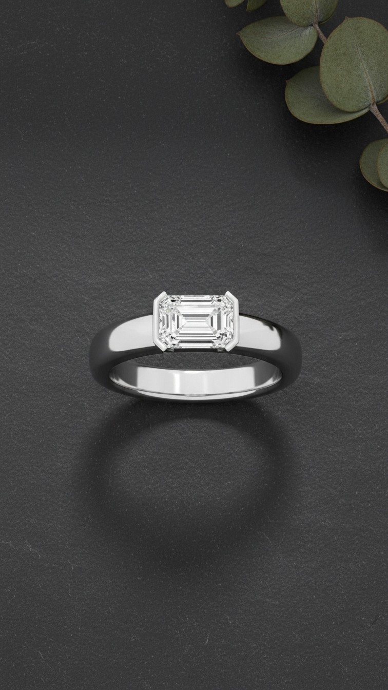 Emerald Cut Solitaire Diamond Ring