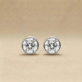 Round Brilliant Bezel Set Diamond Stud Earrings