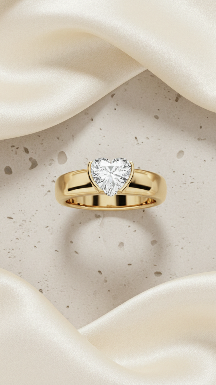 Heart Cut Solitaire Diamond Ring