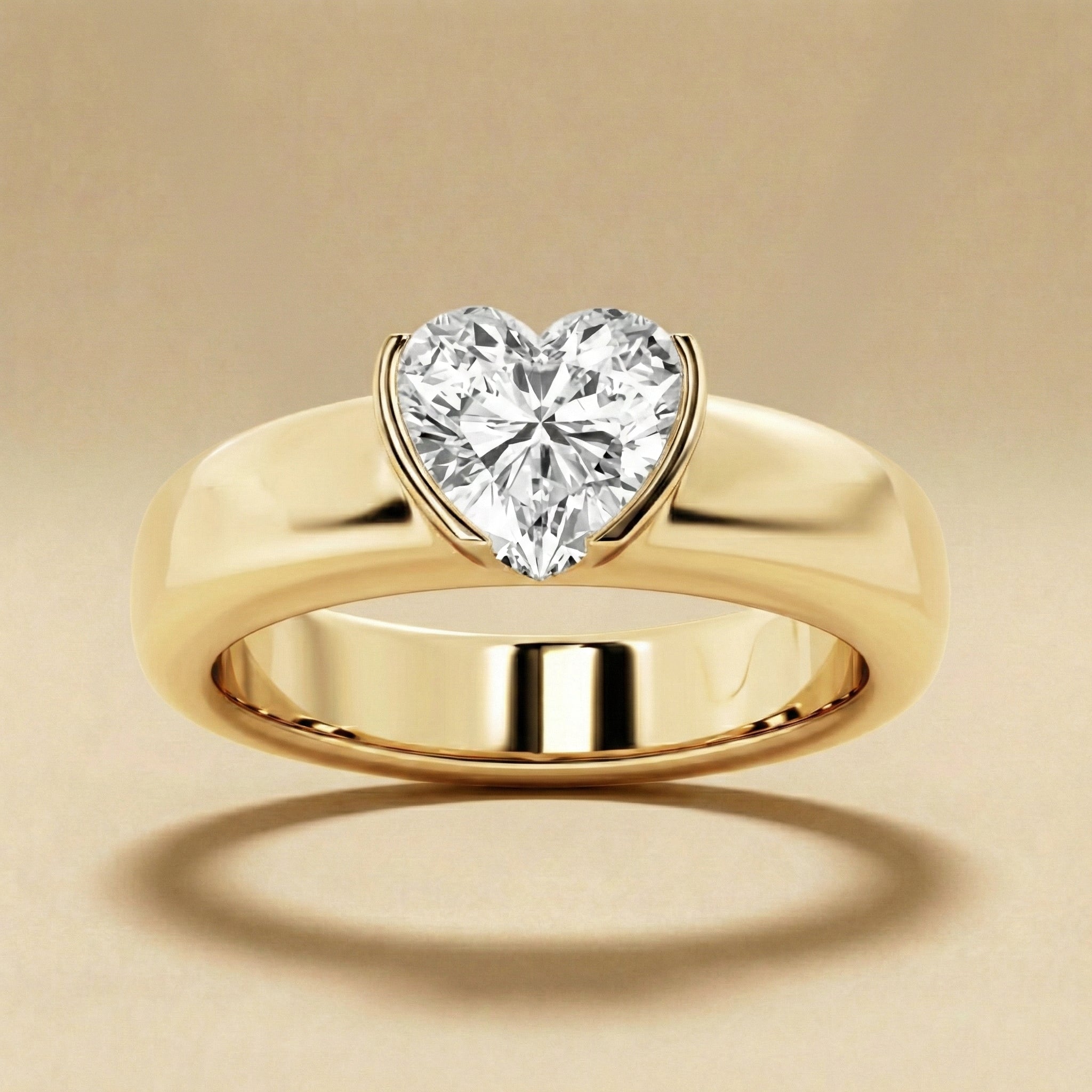 Heart Cut Solitaire Diamond Ring