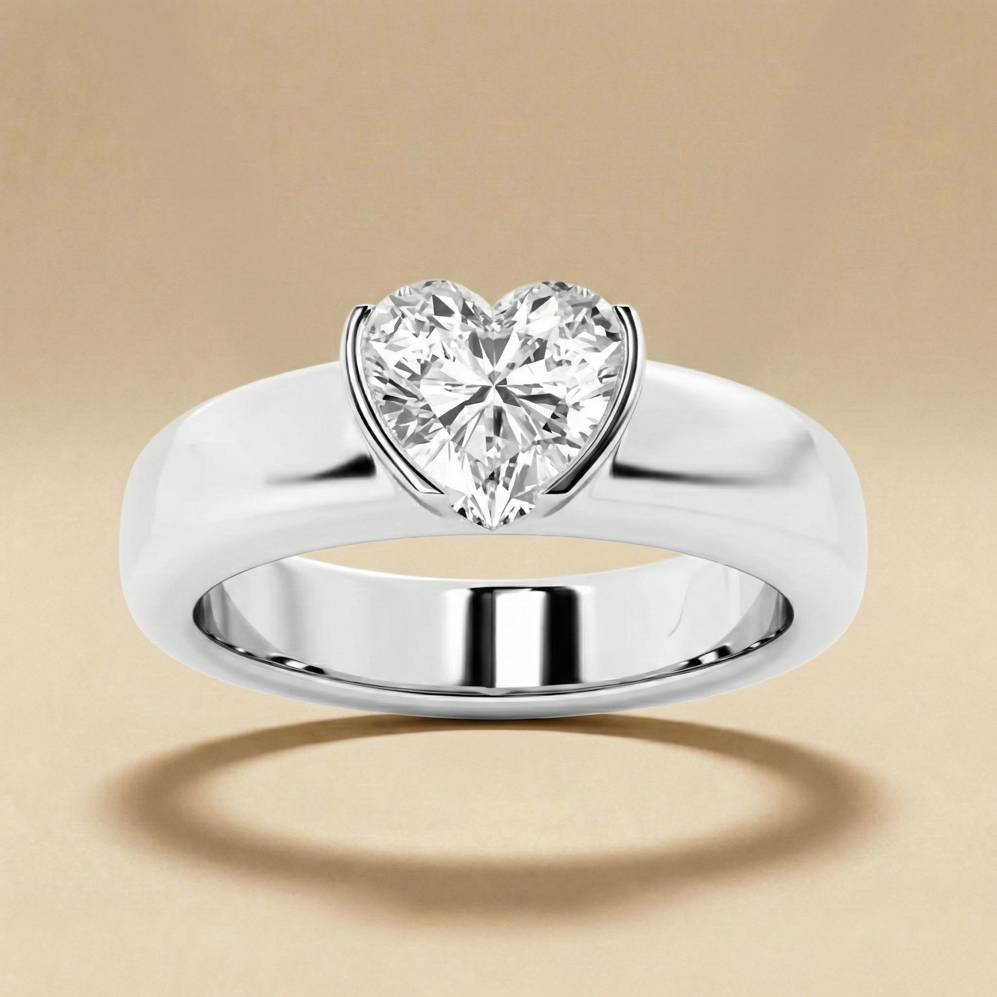 Heart Cut Solitaire Diamond Ring