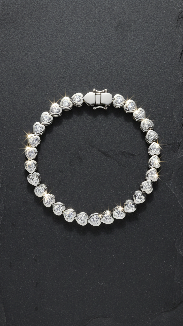Heart Cut Diamond Bezel Tennis Bracelet