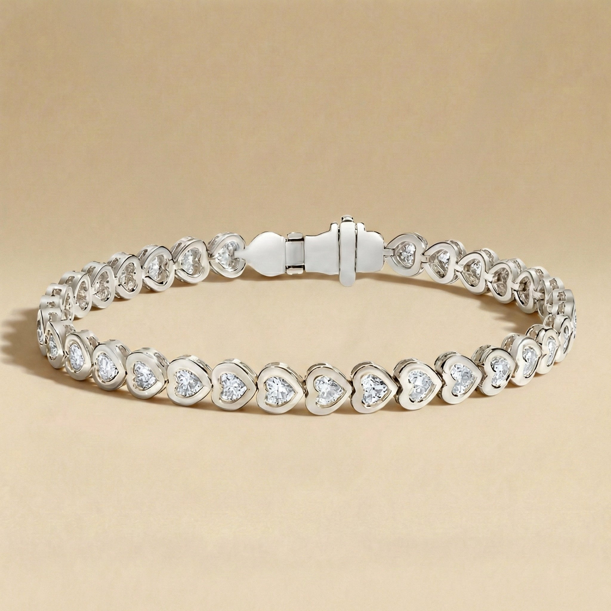 Heart Cut Diamond Bezel Tennis Bracelet