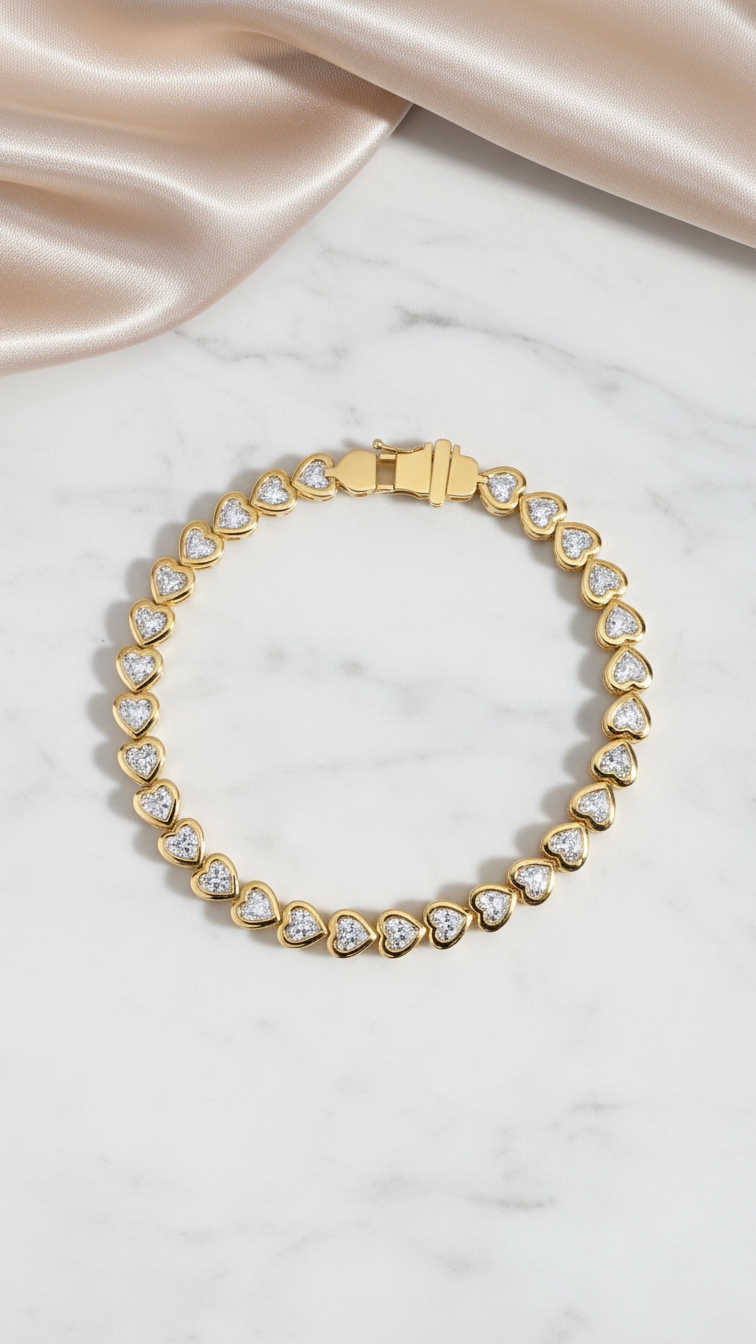 Heart Cut Diamond Bezel Tennis Bracelet