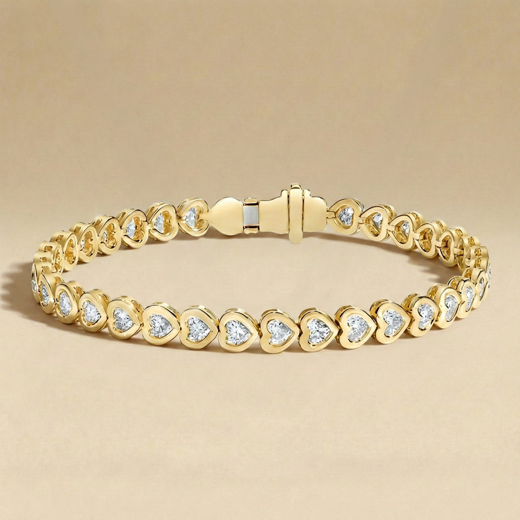 Heart Cut Diamond Bezel Tennis Bracelet