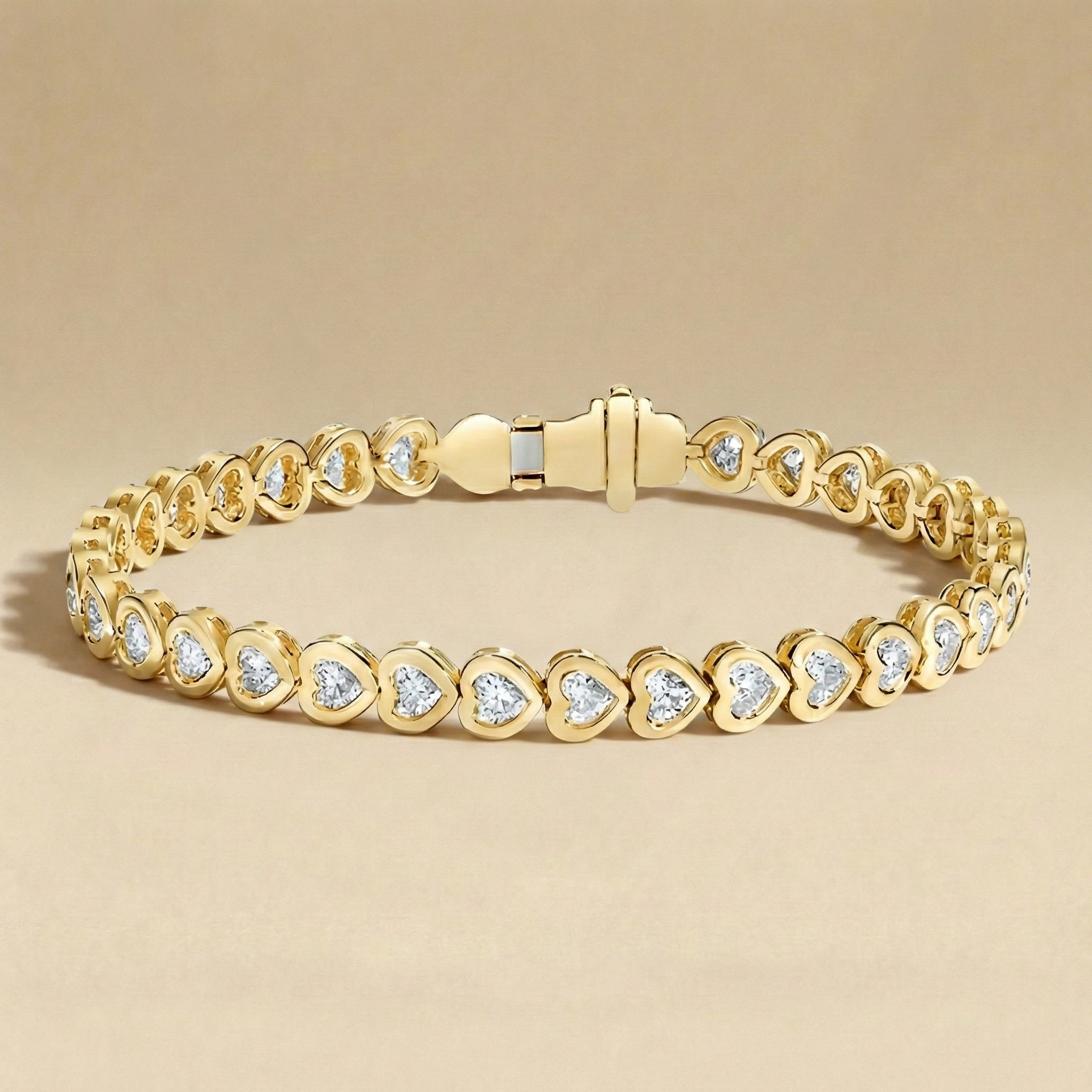 Heart Cut Diamond Bezel Tennis Bracelet