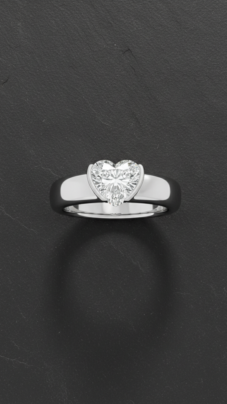 Heart Cut Solitaire Diamond Ring