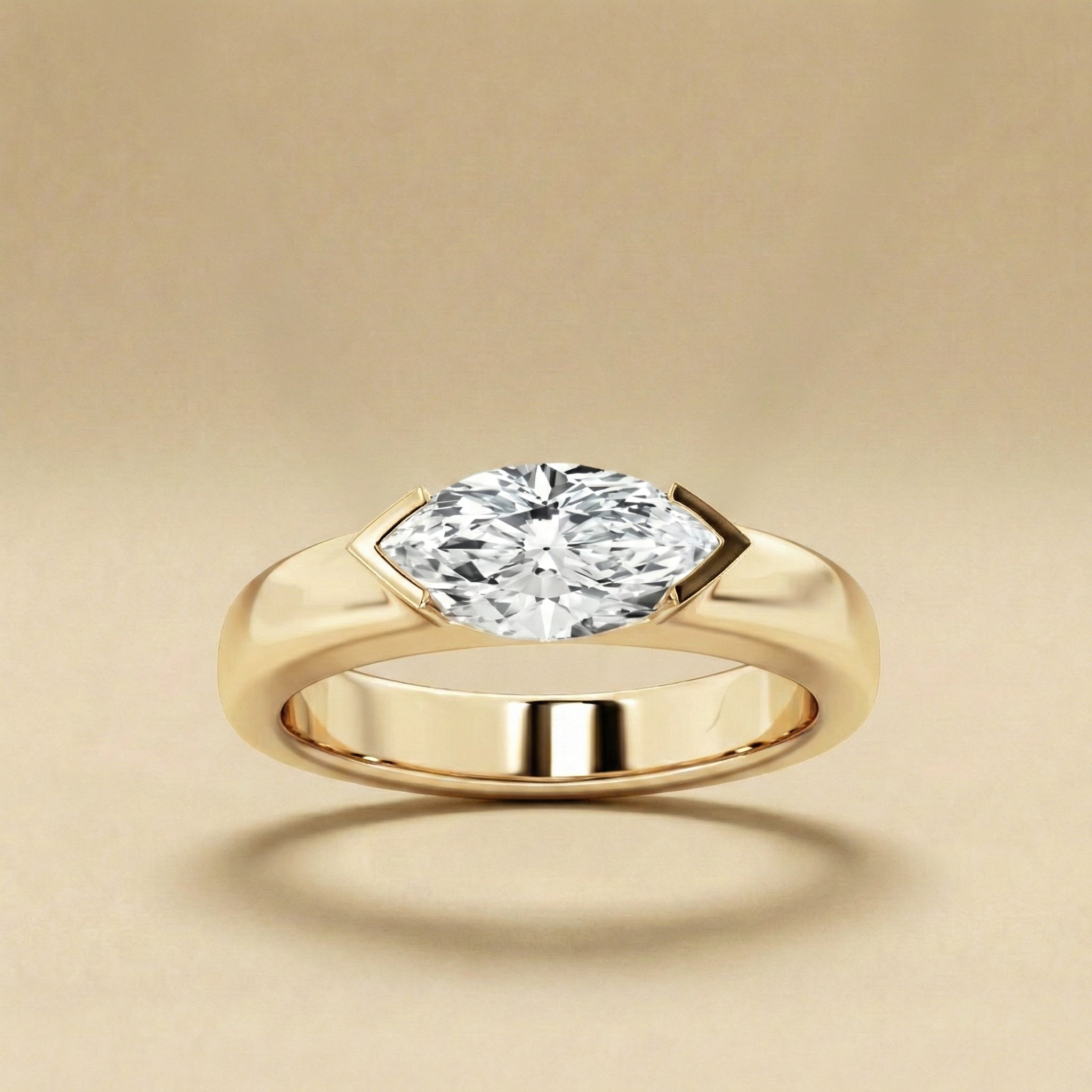 Marquise Cut Solitaire Diamond Ring