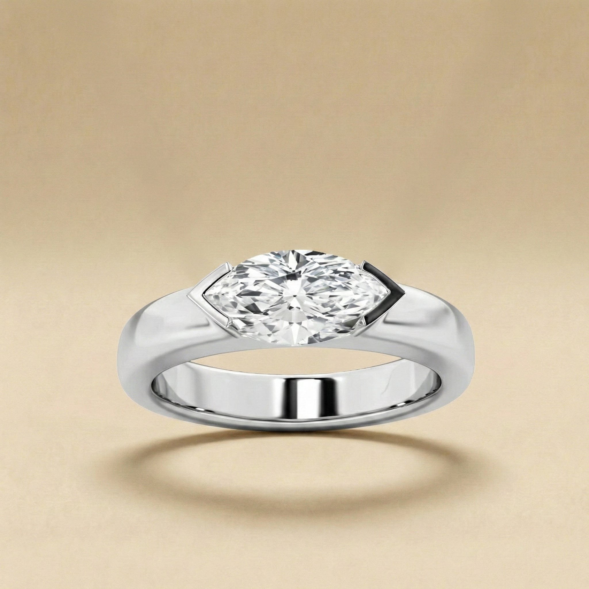 Marquise Cut Solitaire Diamond Ring
