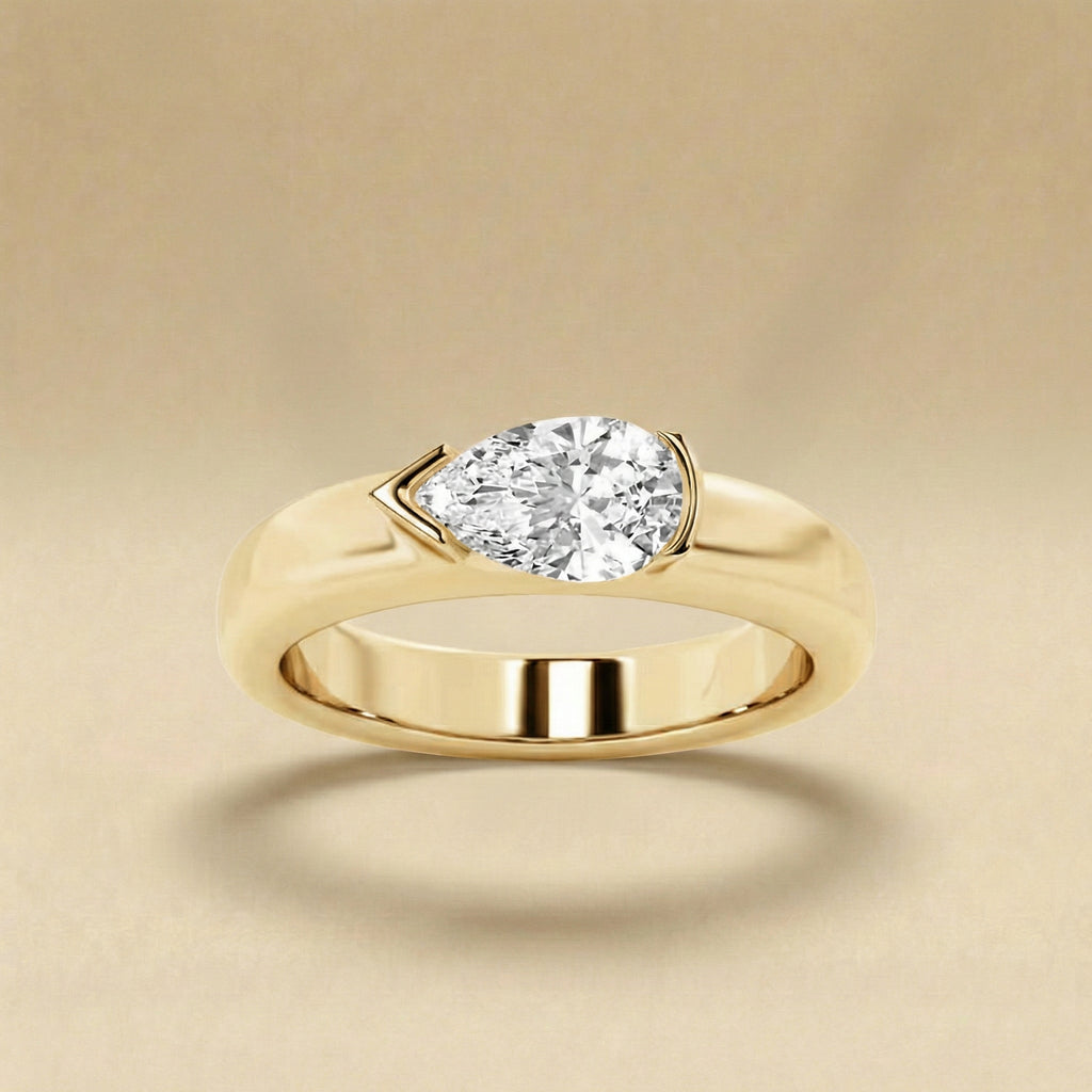 Pear Cut Solitaire Diamond Ring