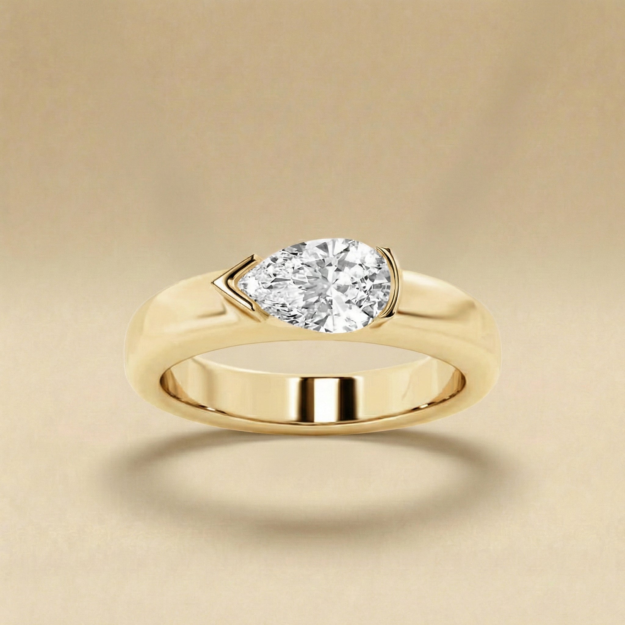 Pear Cut Solitaire Diamond Ring