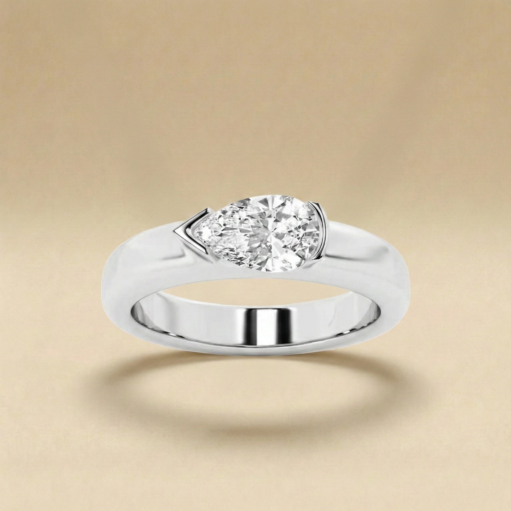 Pear Cut Solitaire Diamond Ring