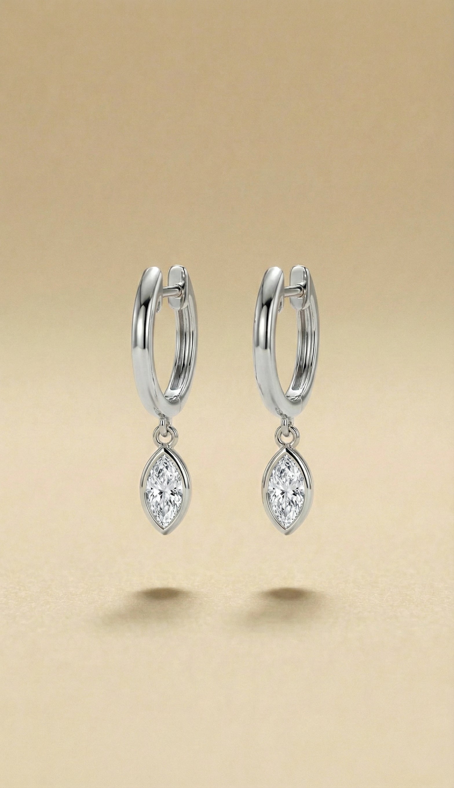 Marquise Cut Diamond Huggie Drop Earrings