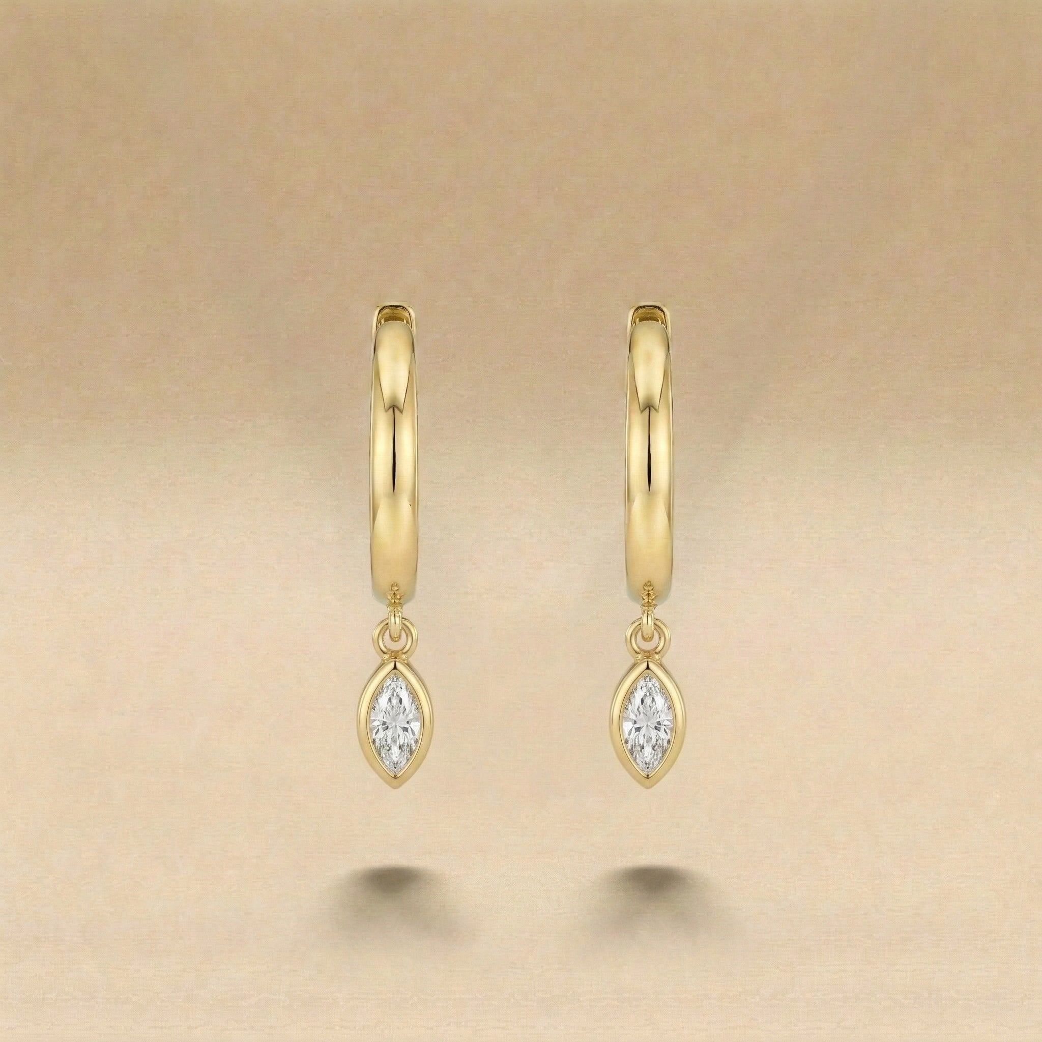 Marquise Cut Diamond Huggie Drop Earrings