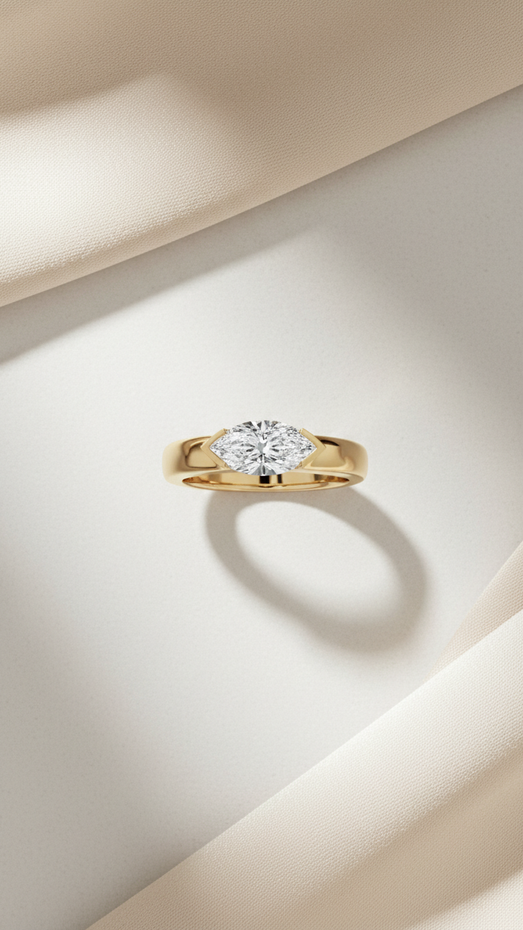 Marquise Cut Solitaire Diamond Ring