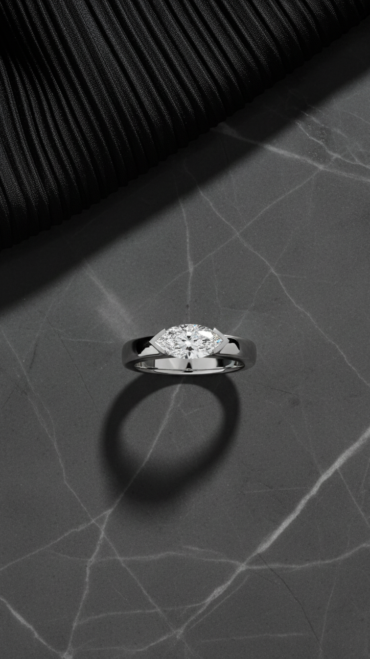 Marquise Cut Solitaire Diamond Ring