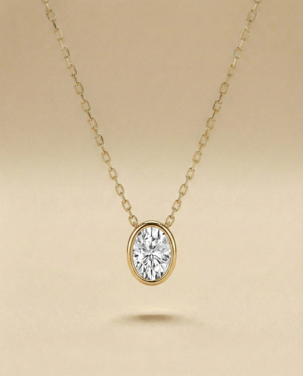 Oval Bezel Set Diamond Necklace