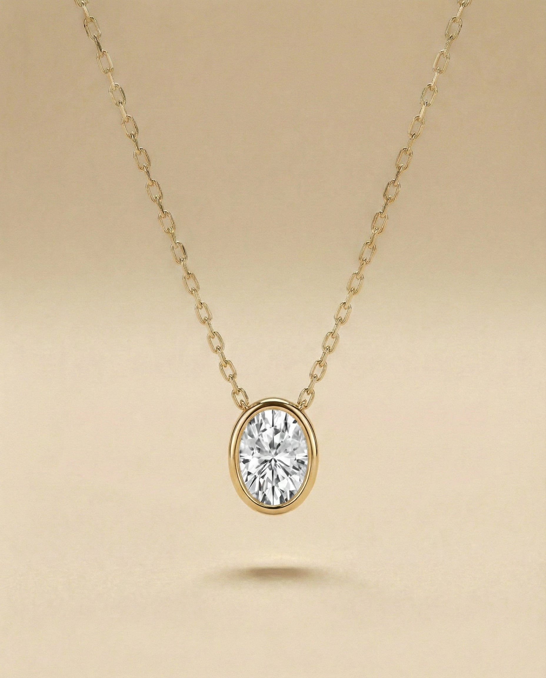 Oval Bezel Set Diamond Necklace
