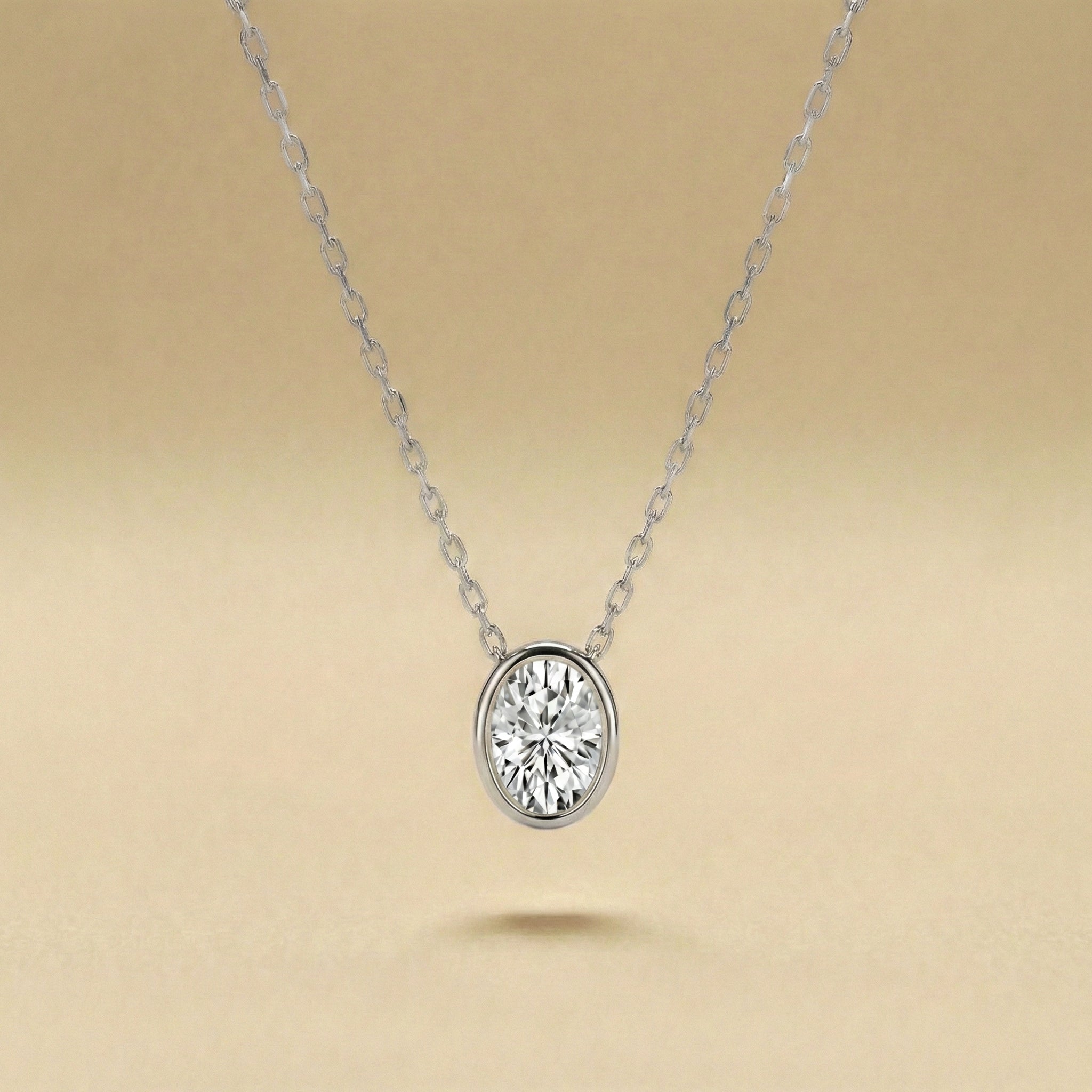 Oval Bezel Set Diamond Necklace
