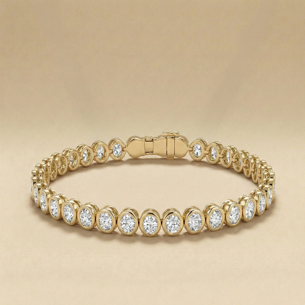 Oval Cut Diamond Bezel Tennis Bracelet