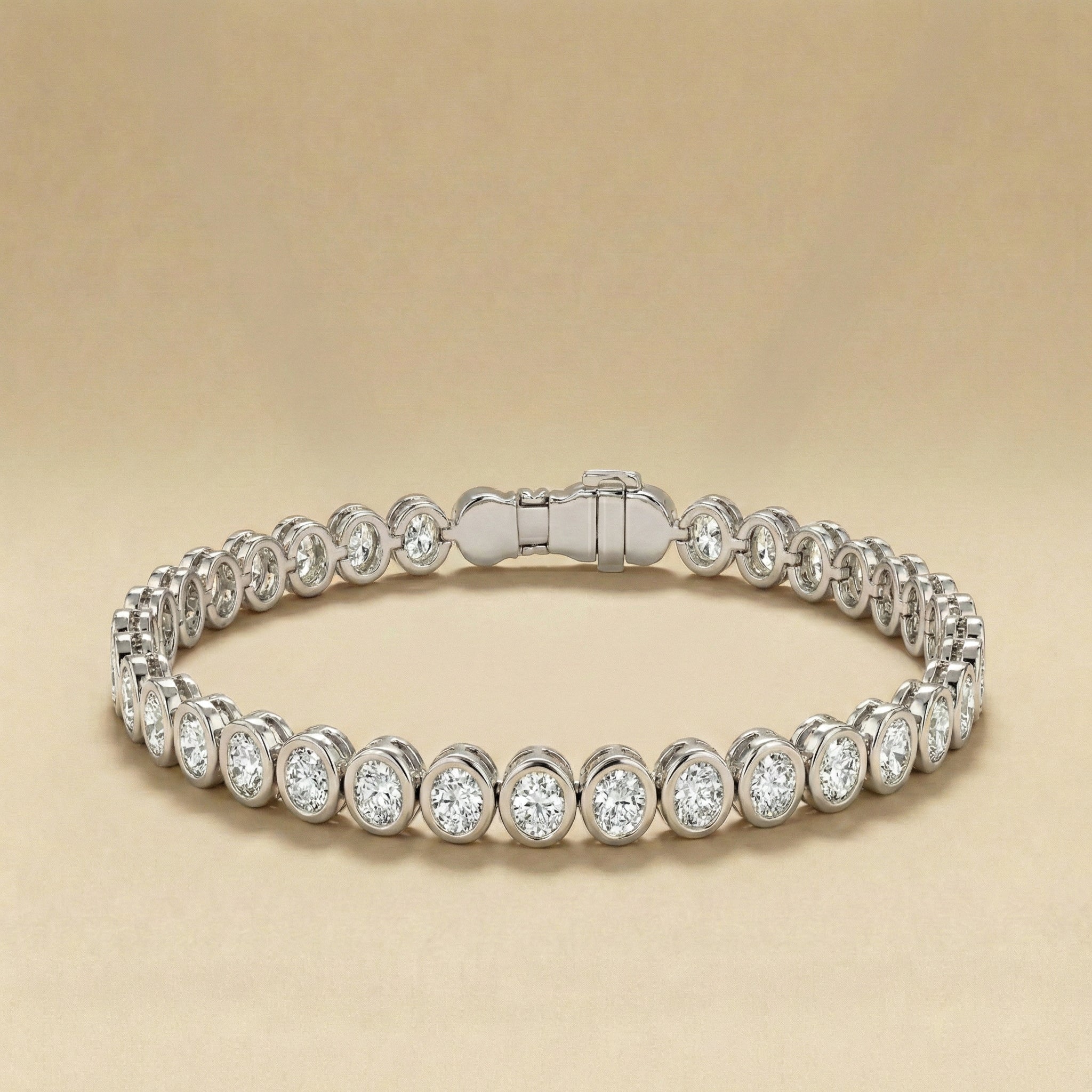 Oval Cut Diamond Bezel Tennis Bracelet