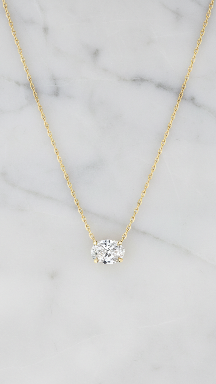 Oval Cut Solitaire Diamond Necklace