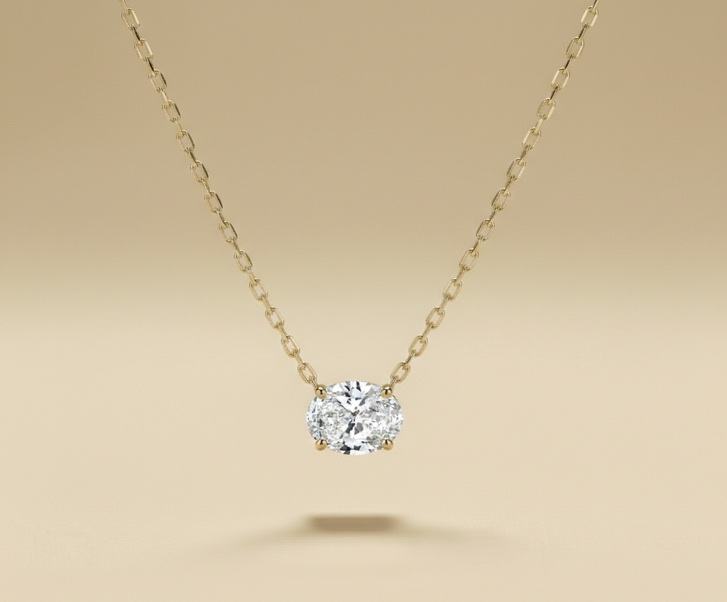 Oval Cut Solitaire Diamond Necklace
