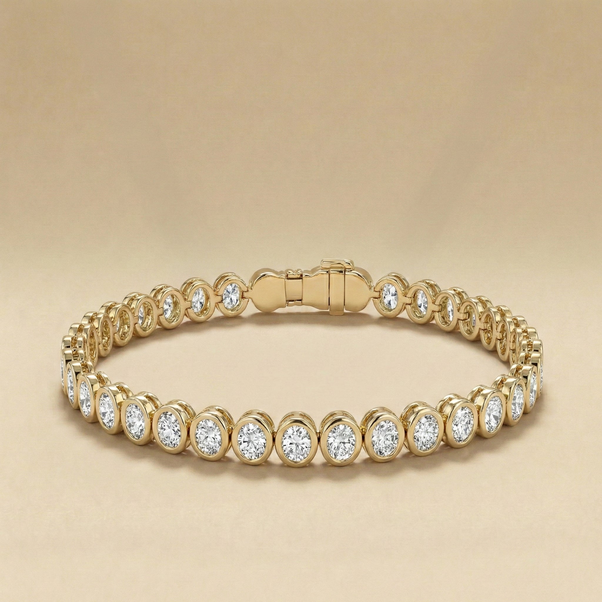 Oval Cut Diamond Bezel Tennis Bracelet