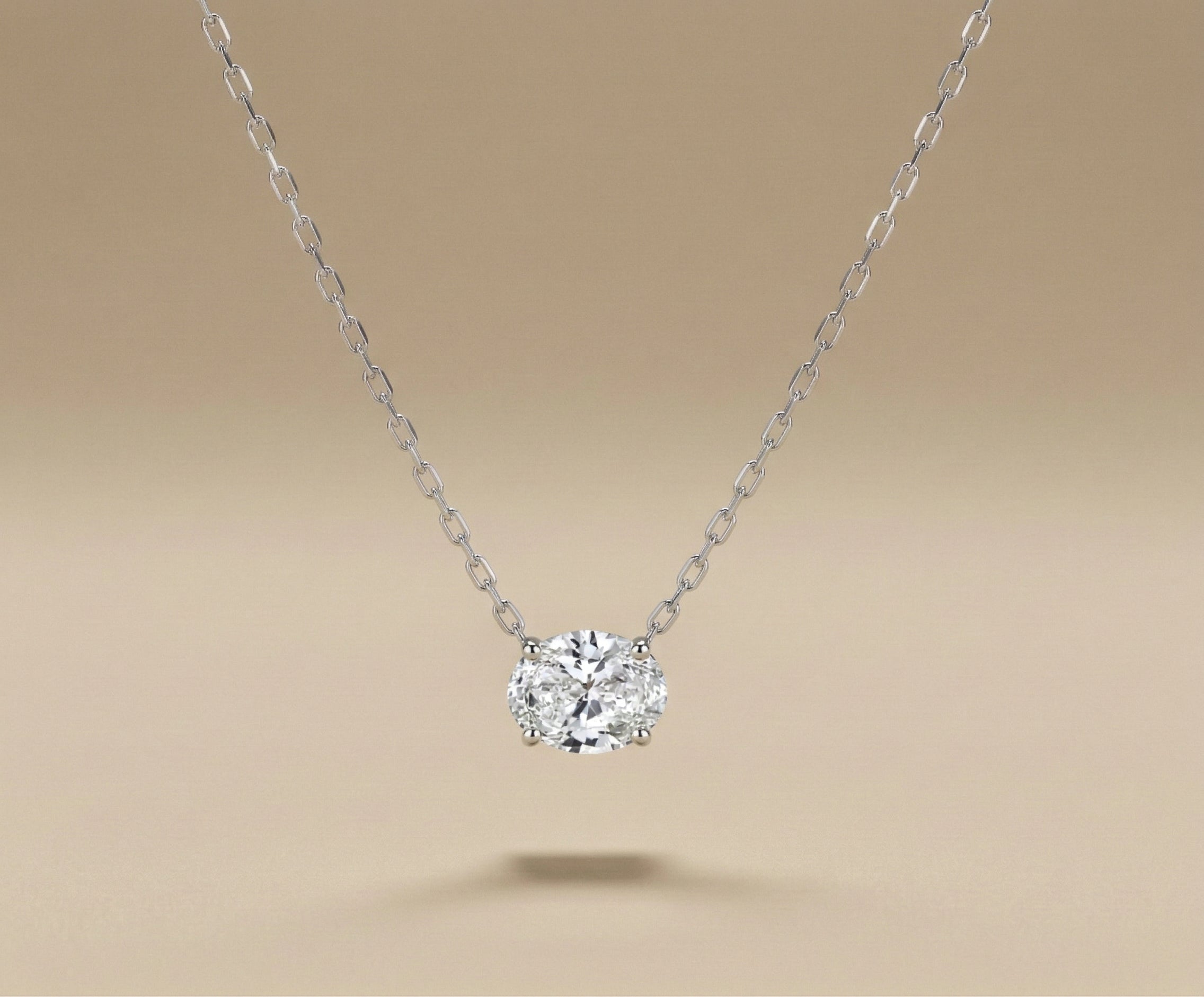 Oval Cut Solitaire Diamond Necklace