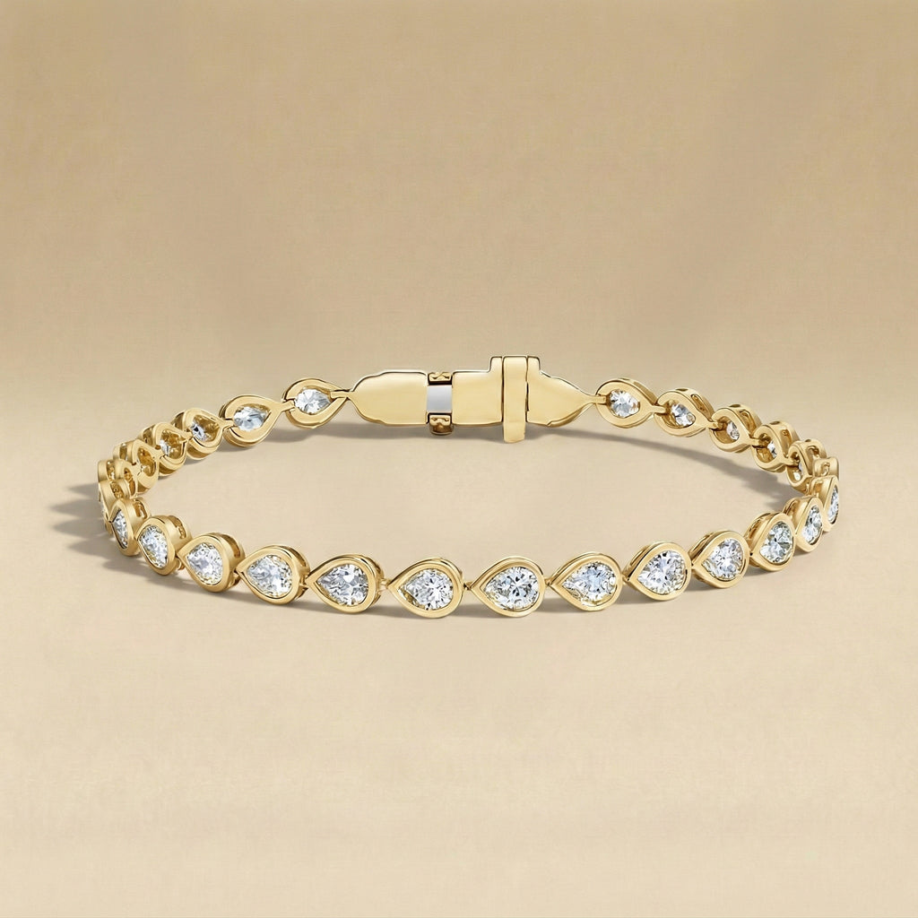 Teardrop Cut Diamond Bezel Tennis Bracelet