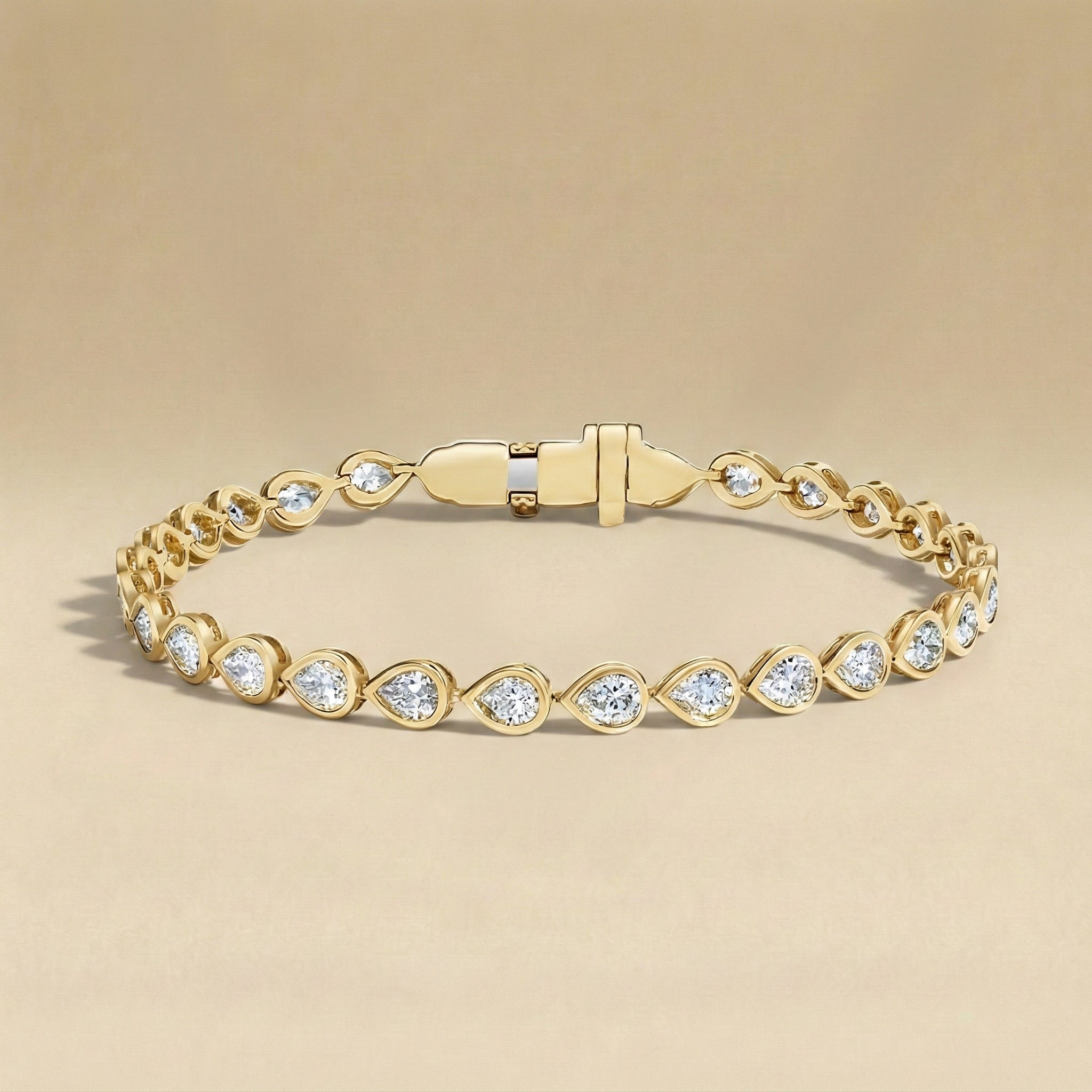 Teardrop Cut Diamond Bezel Tennis Bracelet