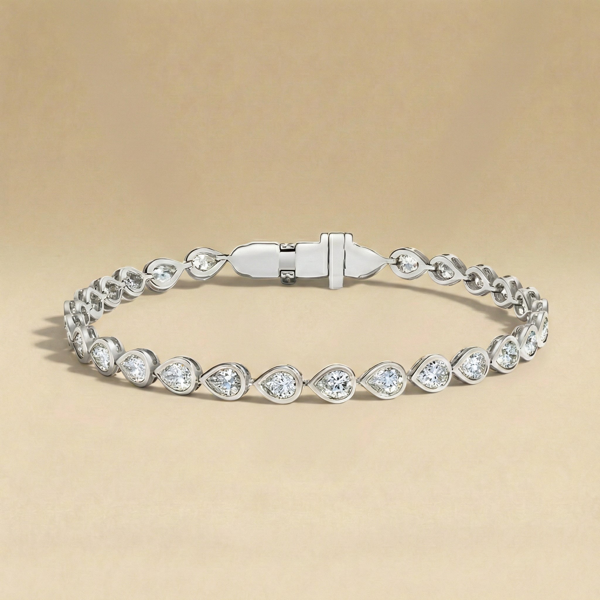 Teardrop Cut Diamond Bezel Tennis Bracelet