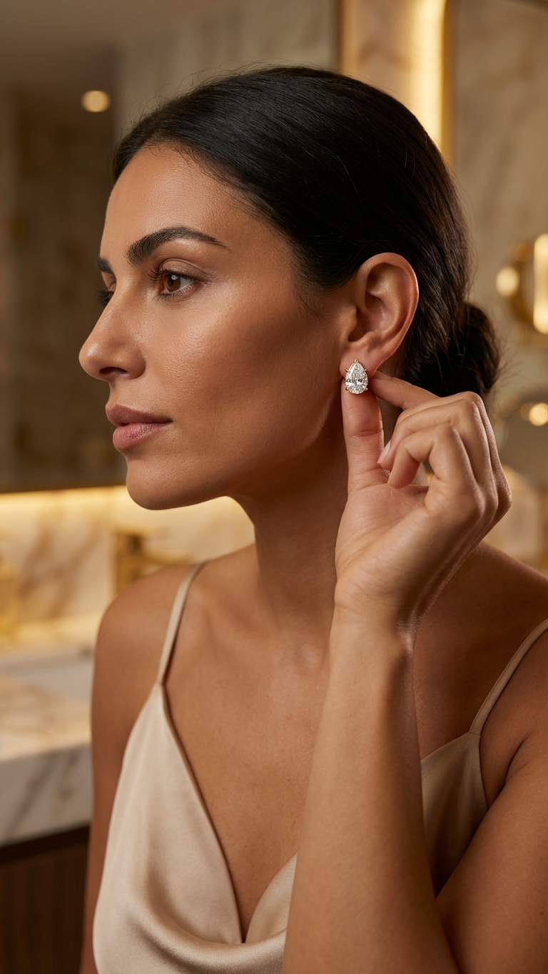 Pear Solitaire Diamond Stud Earrings