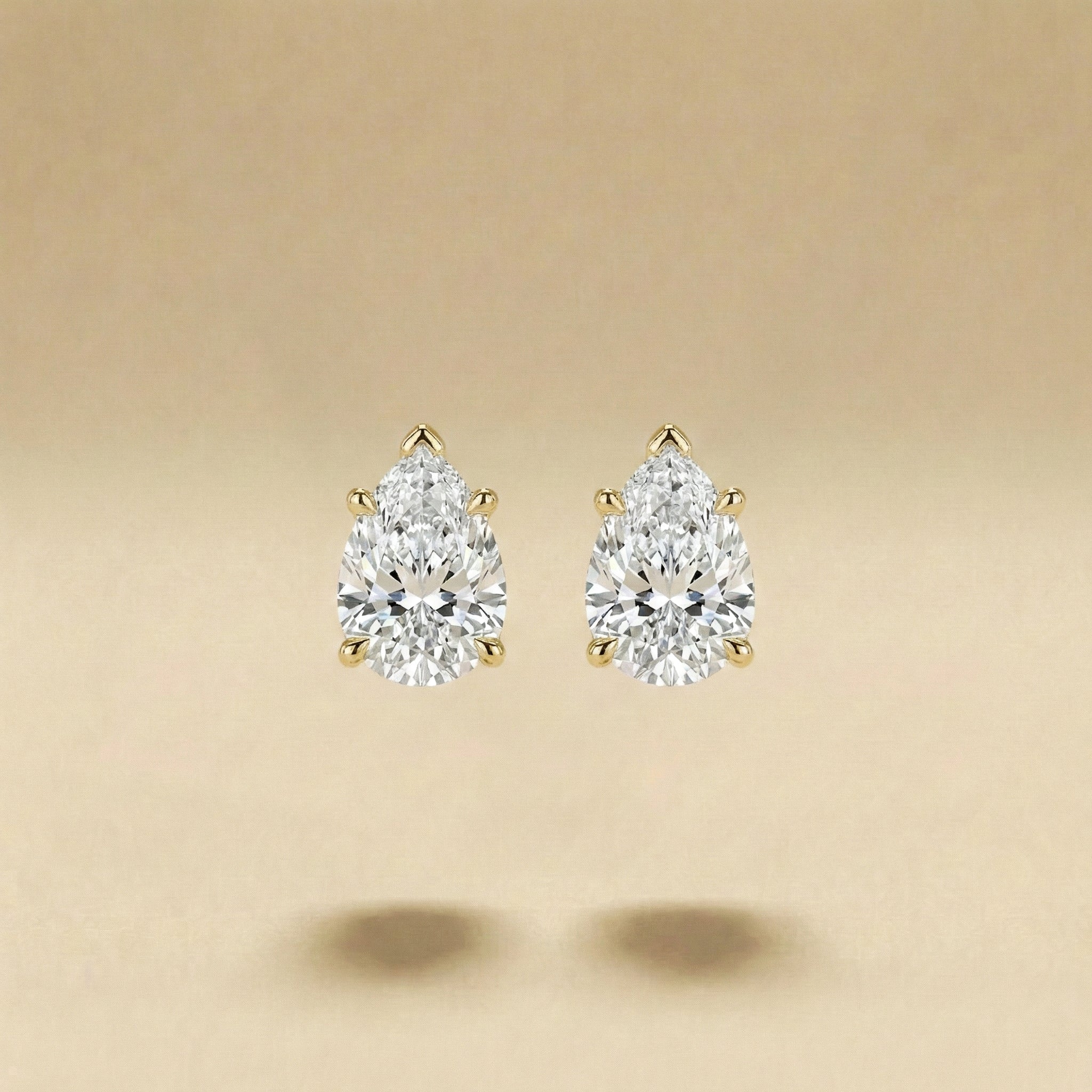 Pear Solitaire Diamond Stud Earrings