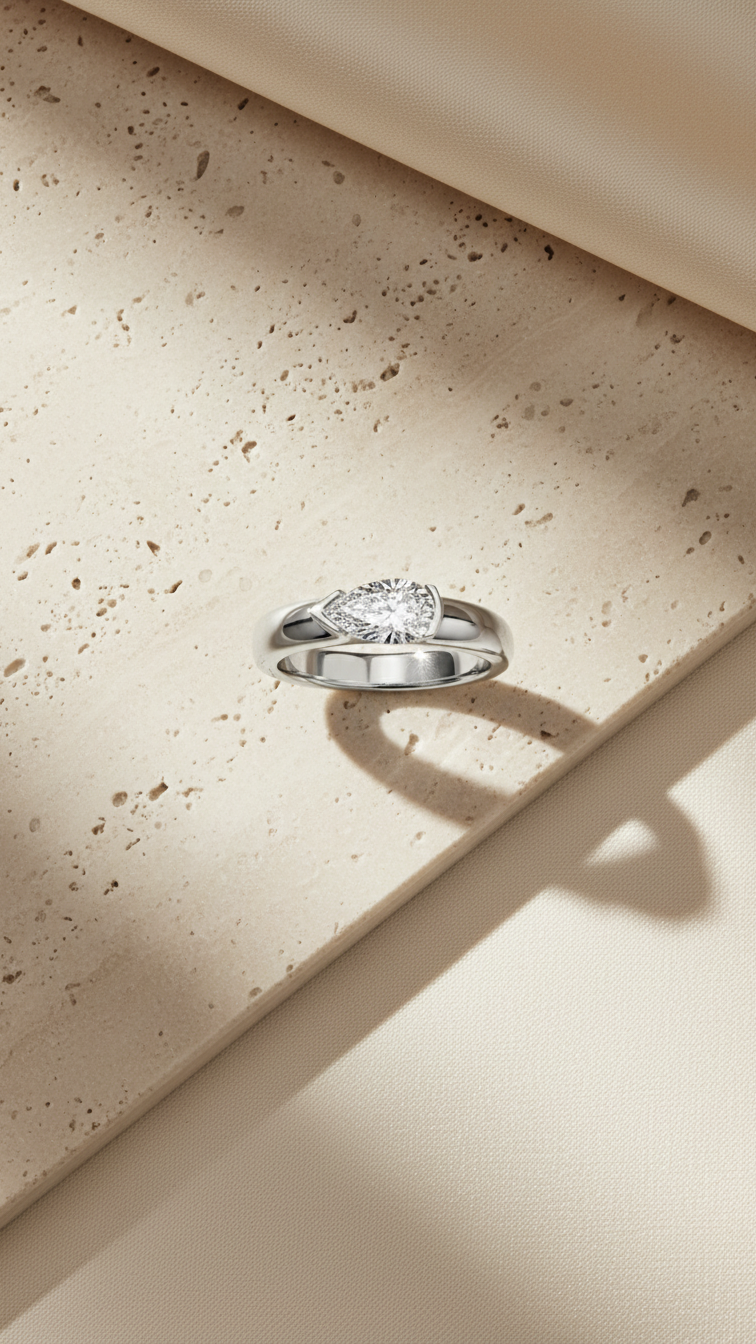 Pear Cut Solitaire Diamond Ring