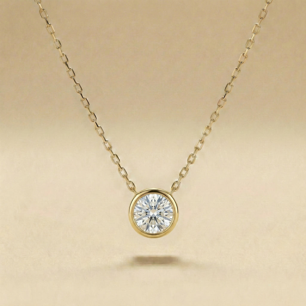 Round Bezel Set Diamond Necklace