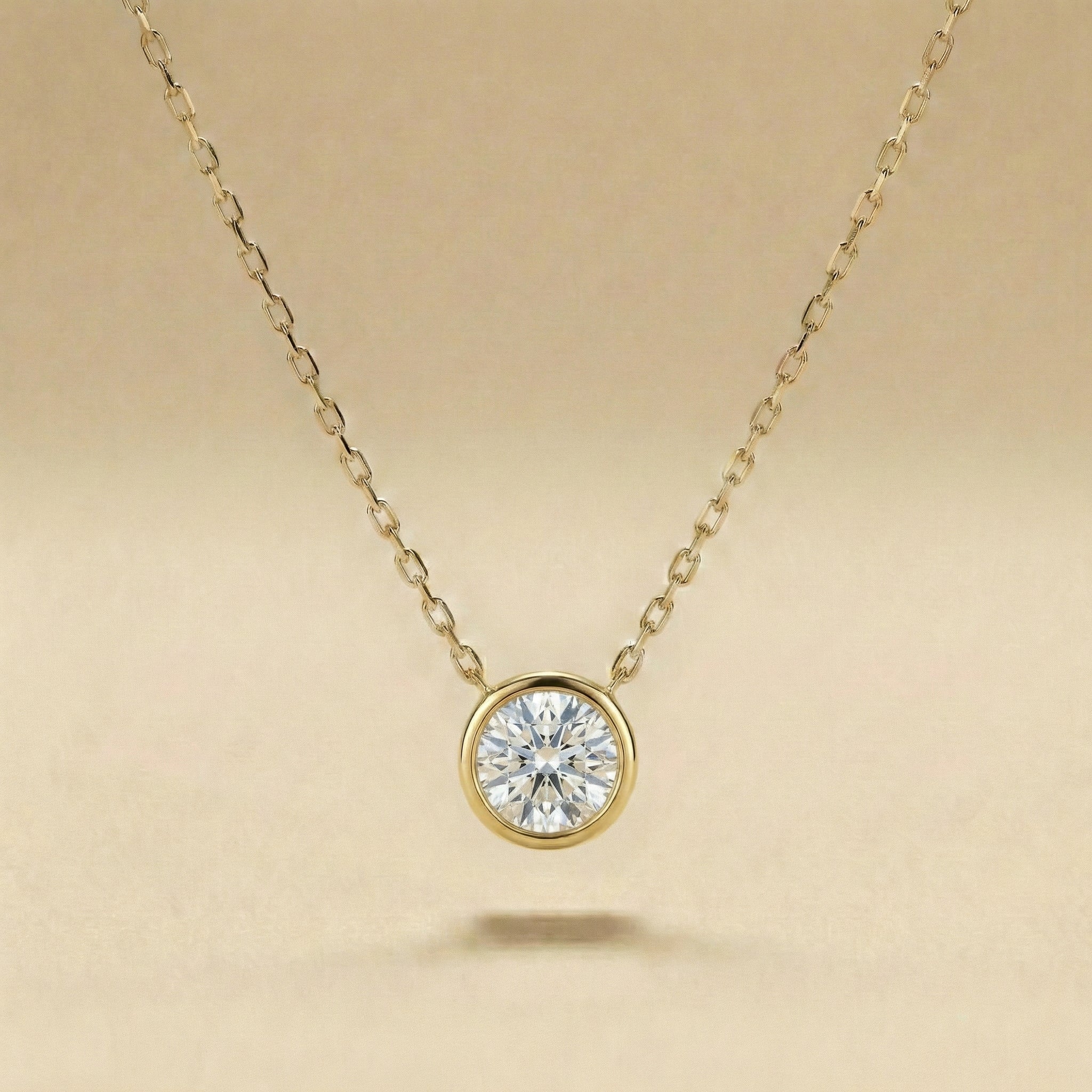 Round Bezel Set Diamond Necklace