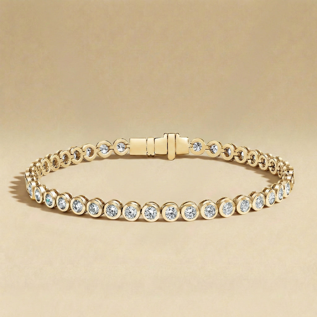 Round Cut Diamond Bezel Tennis Bracelet