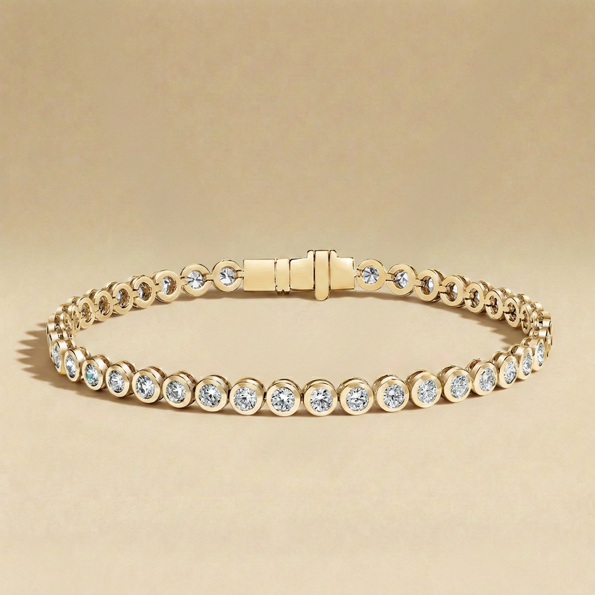 Round Cut Diamond Bezel Tennis Bracelet