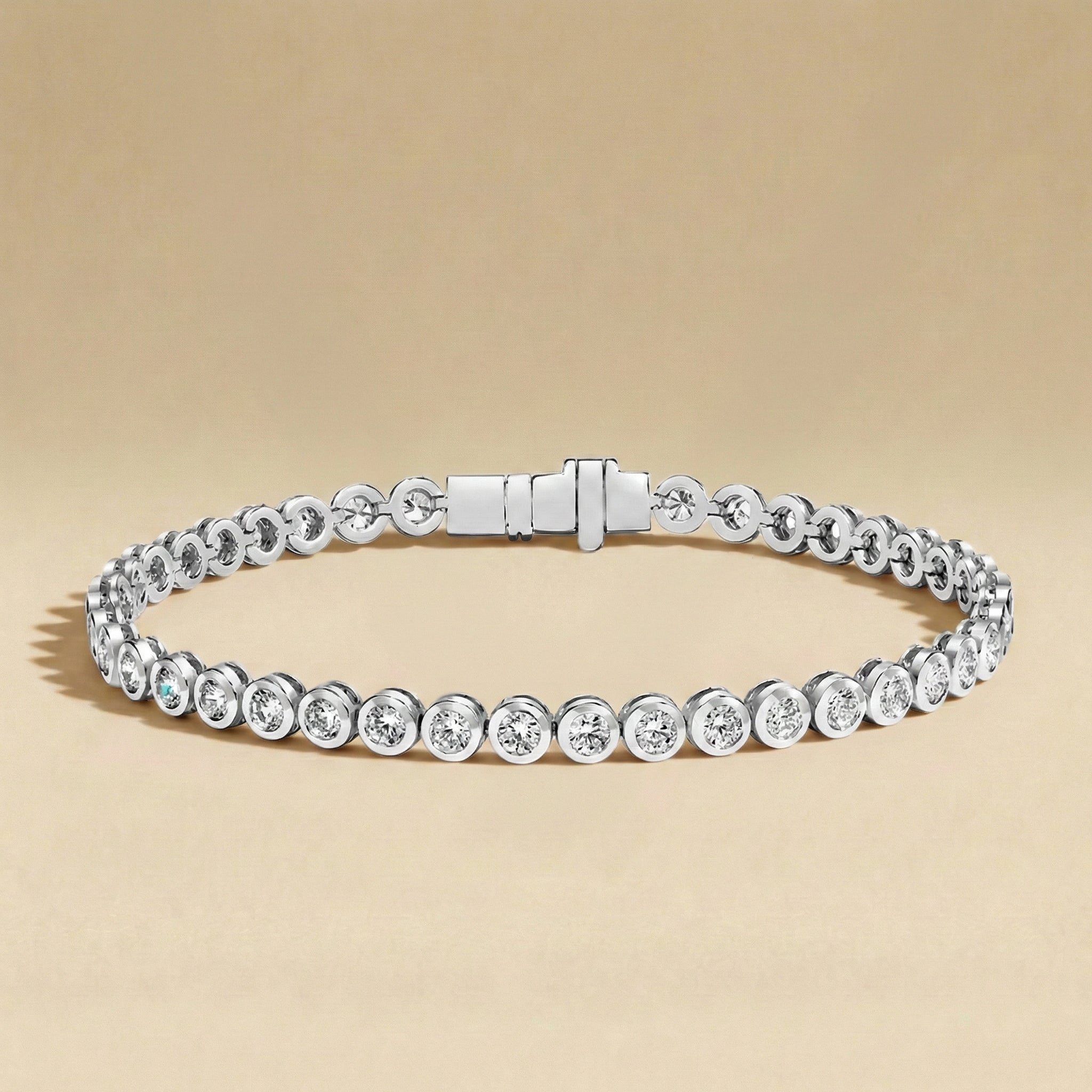 Round Cut Diamond Bezel Tennis Bracelet